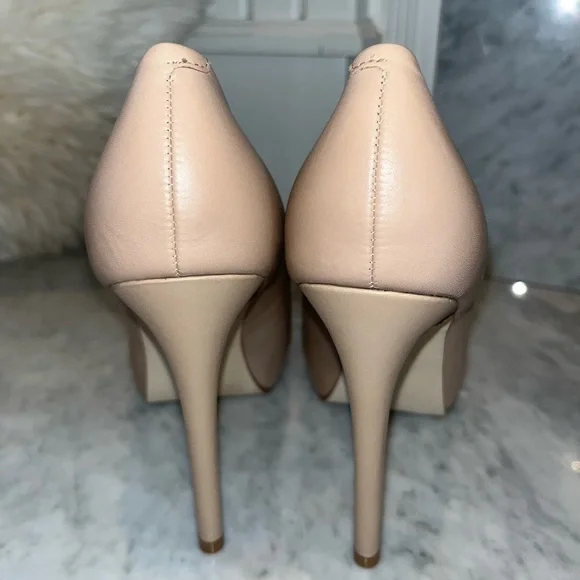 Guess Platform Peep Toe Nude Stiletto Heel Leather Pump, New, Various Sizes - Picture 5 of 8